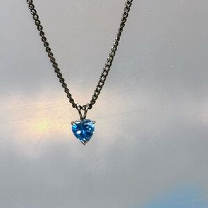 Elegant 14k aqua colored tourmaline Heart Pendant.